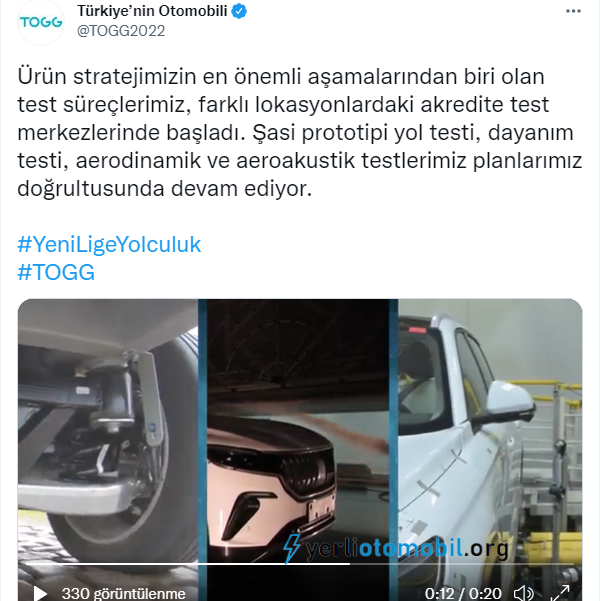 TOGG Prototip Testleri Başarılı Şekilde Devam Ediyor tweet